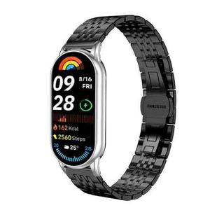 For Xiaomi Smart Band 10 / 9 / 8 NFC 14m xDfind Seven-bead Solid Stainless Steel Watch Band(Black)