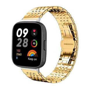 For Redmi Watch 3 20mm xDfind Seven-bead Solid Stainless Steel Watch Band(Gold)