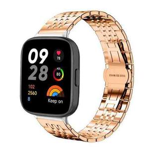 For Redmi Watch 3 20mm xDfind Seven-bead Solid Stainless Steel Watch Band(Rose Gold)