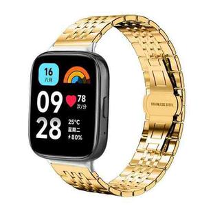 For Redmi Watch 3 Active / Lite 20mm xDfind Seven-bead Solid Stainless Steel Watch Band(Gold)