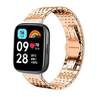 For Redmi Watch 3 Active / Lite 20mm xDfind Seven-bead Solid Stainless Steel Watch Band(Rose Gold)