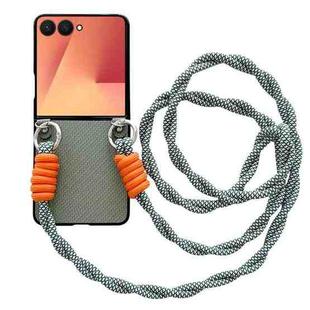 For Samsung Galaxy Z Flip7 5G Woven Texture Phone Case With Colorful Lanyard(Green)