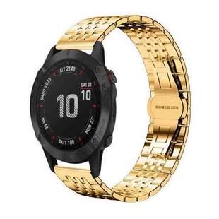 For Garmin Fenix 8/7X/6X/5X 26mm 22mm xDfind Seven-bead Solid Stainless Steel Watch Band(Gold)