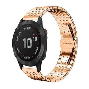 For Garmin Fenix 8/7X/6X/5X 26mm 22mm xDfind Seven-bead Solid Stainless Steel Watch Band(Rose Gold)