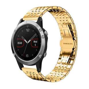 For Garmin Fenix 8/7/6/5 22mm 20mm xDfind Seven-bead Solid Stainless Steel Watch Band(Gold)