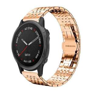 For Garmin Fenix 8/7S/6S/5S 20mm 18mm xDfind Seven-bead Solid Stainless Steel Watch Band(Rose Gold)