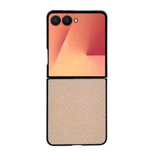 For Samsung Galaxy Z Flip7 5G Weave Texture PU Hybrid PC Phone Case(Apricot)