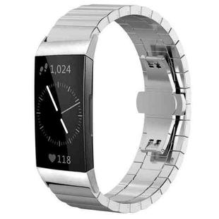 For Fitbit Charge 4 / 3 18mm xDfind One-bead Bamboo Solid Stainless Steel Watch Band(Silver)