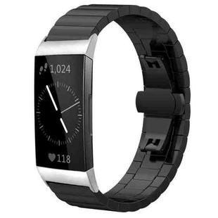 For Fitbit Charge 4 / 3 18mm xDfind One-bead Bamboo Solid Stainless Steel Watch Band(Black)