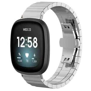 For Fitbit Versa 4 / 3 / Sense2 / 1 20mm xDfind One-bead Bamboo Solid Stainless Steel Watch Band(Silver)
