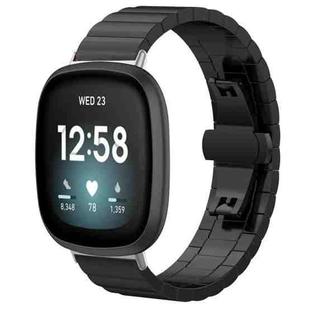 For Fitbit Versa 4 / 3 / Sense2 / 1 20mm xDfind One-bead Bamboo Solid Stainless Steel Watch Band(Black)