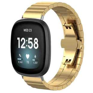 For Fitbit Versa 4 / 3 / Sense2 / 1 20mm xDfind One-bead Bamboo Solid Stainless Steel Watch Band(Gold)