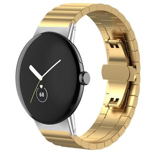 For Google Pixel Watch 3 45mm 22mm xDfind One-bead Bamboo Solid Stainless Steel Watch Band(Gold)