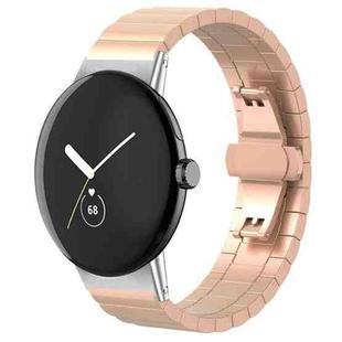 For Google Pixel Watch 3 / 2 / 1 41mm 20mm xDfind One-bead Bamboo Solid Stainless Steel Watch Band(Rose Gold)