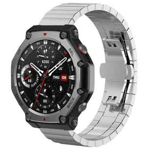 For Amazfit T-Rex 3 22mm xDfind One-bead Bamboo Solid Stainless Steel Watch Band(Silver)