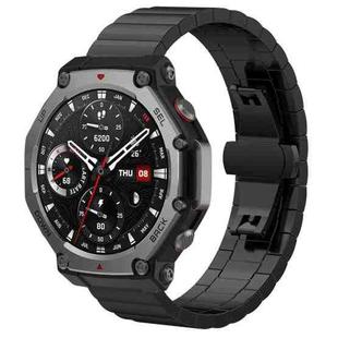 For Amazfit T-Rex 3 22mm xDfind One-bead Bamboo Solid Stainless Steel Watch Band(Black)