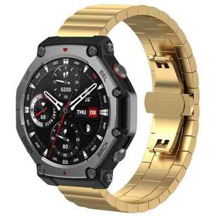 For Amazfit T-Rex 3 22mm xDfind One-bead Bamboo Solid Stainless Steel Watch Band(Gold)