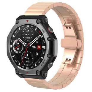 For Amazfit T-Rex 3 22mm xDfind One-bead Bamboo Solid Stainless Steel Watch Band(Rose Gold)