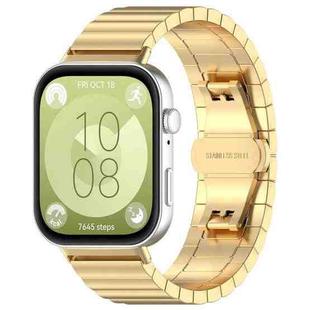 For Huawei Watch Fit4 / Fit3 / Fit4 Pro 20mm xDfind One-bead Bamboo Solid Stainless Steel Watch Band(Gold)