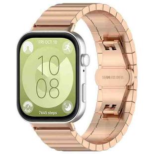 For Huawei Watch Fit4 / Fit3 / Fit4 Pro 20mm xDfind One-bead Bamboo Solid Stainless Steel Watch Band(Rose Gold)