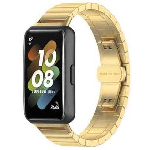 For Huawei Band 10 / 9 / 8 14mm xDfind One-bead Bamboo Solid Stainless Steel Watch Band(Gold)