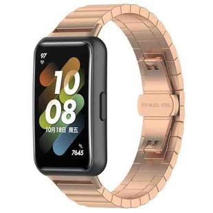 For Huawei Band 10 / 9 / 8 14mm xDfind One-bead Bamboo Solid Stainless Steel Watch Band(Rose Gold)