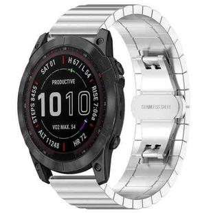 For Garmin Fenix 8/7X/6X/5X 26mm 22mm xDfind One-bead Bamboo Solid Stainless Steel Watch Band(Silver)