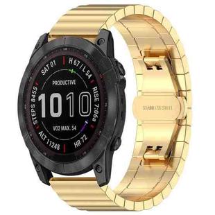 For Garmin Fenix 8/7X/6X/5X 26mm 22mm xDfind One-bead Bamboo Solid Stainless Steel Watch Band(Gold)