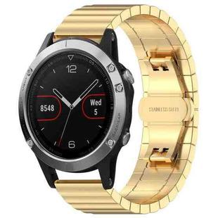 For Garmin Fenix 8/7/6/5 22mm 20mm xDfind One-bead Bamboo Solid Stainless Steel Watch Band(Gold)