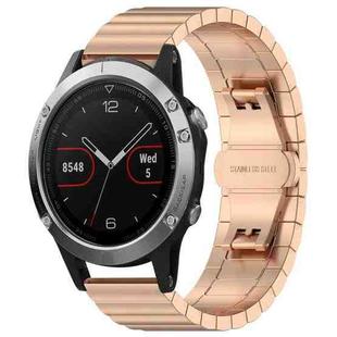 For Garmin Fenix 8/7/6/5 22mm 20mm xDfind One-bead Bamboo Solid Stainless Steel Watch Band(Rose Gold)