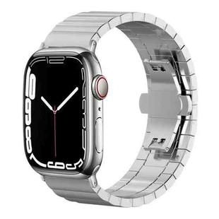 For Apple Watch 42 / 44 / 45 / 46 / 49mm 22mm xDfind One-bead Bamboo Solid Stainless Steel Watch Band(Silver)