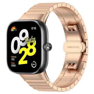 For Xiaomi Smart Band 9 Pro/Redmi Watch 5/4 20mm xDfind One-bead Bamboo Solid Stainless Steel Watch Band(Rose Gold)