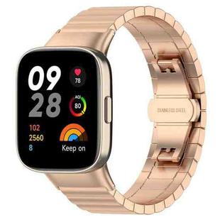 For Redmi Watch 3 20mm xDfind One-bead Bamboo Solid Stainless Steel Watch Band(Rose Gold)