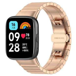 For Redmi Watch 3 Active / Lite 20mm xDfind One-bead Bamboo Solid Stainless Steel Watch Band(Rose Gold)