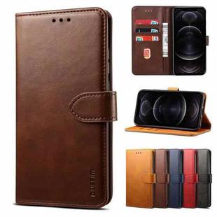For iPhone 12 / 12 Pro GUSSIM Business Style Horizontal Flip Leather Case with Holder & Card Slots & Wallet(Brown)