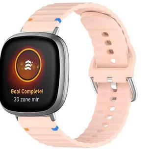 For Fitbit Versa 3 / 4 / Sense 2 Wavy Grain Stitched Silicone Watch Band(Pink)