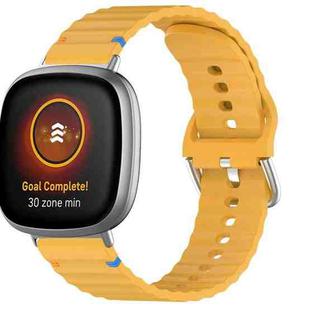 For Fitbit Versa 3 / 4 / Sense 2 Wavy Grain Stitched Silicone Watch Band(Yellow)