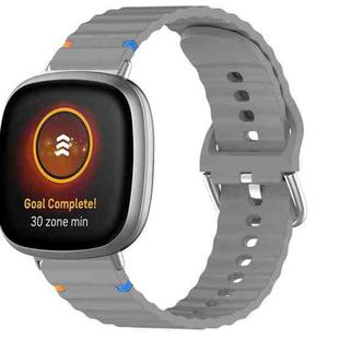 For Fitbit Versa 3 / 4 / Sense 2 Wavy Grain Stitched Silicone Watch Band(Dark Grey)