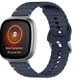 For Fitbit Versa 3 / 4 / Sense 2 Wavy Grain Stitched Silicone Watch Band(Midnight Blue)