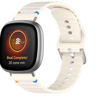For Fitbit Versa 3 / 4 / Sense 2 Wavy Grain Stitched Silicone Watch Band(Starlight)
