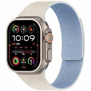 For Apple Watch 42 / 44 / 45 / 46 / 49mm xDfind Flat Head Litchi Texture Magnetic Silicone Watch Band(White Blue)