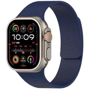 For Apple Watch 42 / 44 / 45 / 46 / 49mm xDfind Flat Head Litchi Texture Magnetic Silicone Watch Band(Midnight Blue)