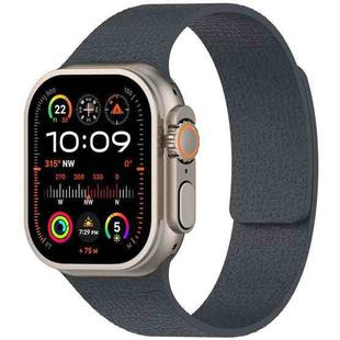 For Apple Watch 42 / 44 / 45 / 46 / 49mm xDfind Flat Head Litchi Texture Magnetic Silicone Watch Band(Grey)