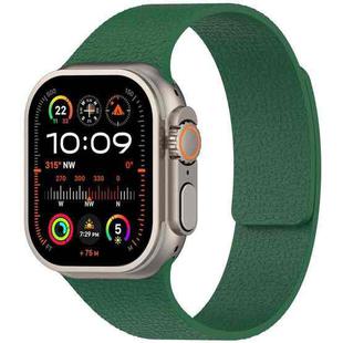 For Apple Watch 38 / 40 / 41 / S10 42mm xDfind Flat Head Litchi Texture Magnetic Silicone Watch Band(Dark Green)