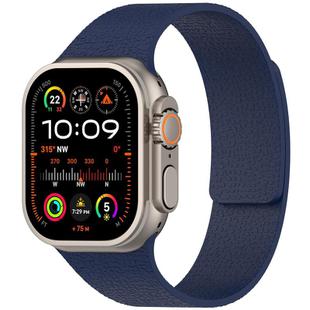For Apple Watch 38 / 40 / 41 / S10 42mm xDfind Flat Head Litchi Texture Magnetic Silicone Watch Band(Midnight Blue)