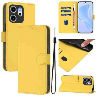 For OPPO Reno14 F 5G Skin Feel Solid Color Leather Phone Case with Lanyard(Lemon Yellow)