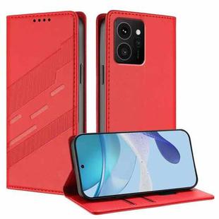 For HMD Skyline Embossed Multi-functional Wallet Retro Leather Phone Case(Red)
