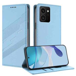For HMD Skyline Embossed Multi-functional Wallet Retro Leather Phone Case(Light Blue)