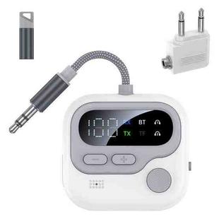 JS4 2 in 1 Car Digital Display Wireless Audio Adapter 3.5mm Audio Receiver Transmitter(White)