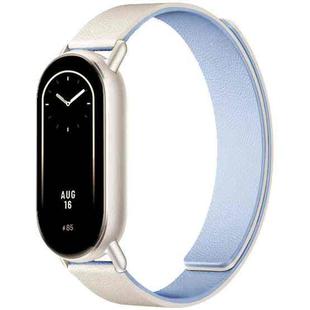 14mm xDfind Flat Head Litchi Texture Magnetic Silicone Watch Band(White Blue)